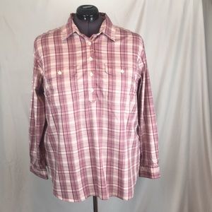 Ridgecut Toughwear Women's Plus Size 2X Long Sleeved Pink Plaid Camp Shirt